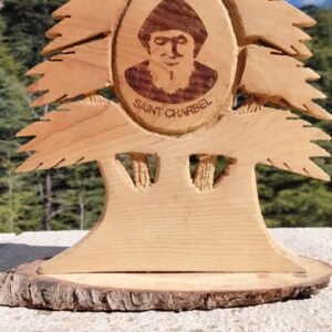 Hand-Carved Cedar of Lebanon Saint Charbel Icon